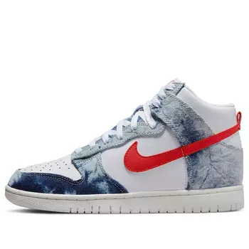 Кроссовки dunk high 'washed denim' Nike, белый