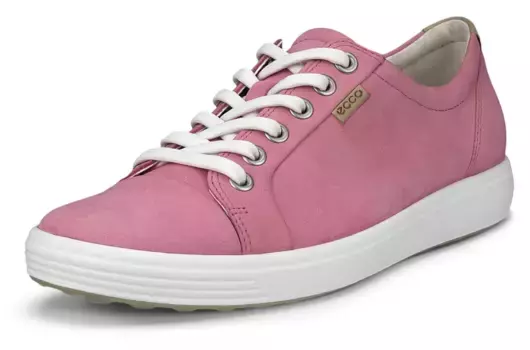 Кроссовки Ecco "SOFT 7 W", с этикеткой, повседневная обувь, полуботинки, шнуровка, узкая форма, розовый