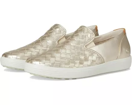 Кроссовки ECCO Soft 7 Woven Slip-On 3.0 Sneaker, цвет Pure White Gold