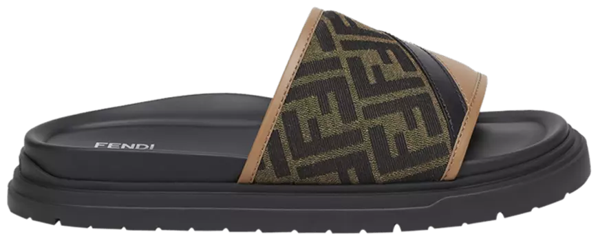 Кроссовки Fendi Diagonal Slides 'FF Jacquard - Brown', коричневый