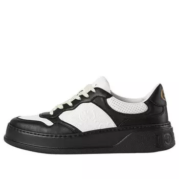 Кроссовки gg embossed sneaker 'black white leather' Gucci, черный