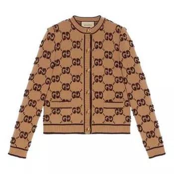 Кроссовки gg wool boucle jacquard cardigan Gucci, бежевый