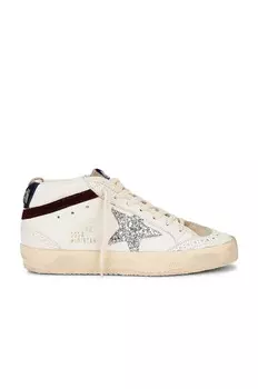 Кроссовки Golden Goose Mid Star, цвет White, Silver, Wine, & Medieval Blue