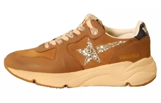 Кроссовки Golden Goose Running Sole Glittered Sneakers, коричневый