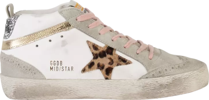 Кроссовки Golden Goose Wmns Mid Star White Beige Leopard, белый