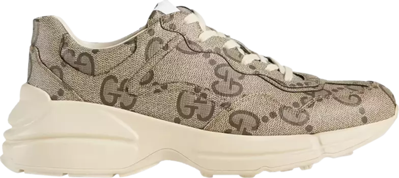Кроссовки Gucci 100 Rhyton Sneaker Beige Monogram, бежевый