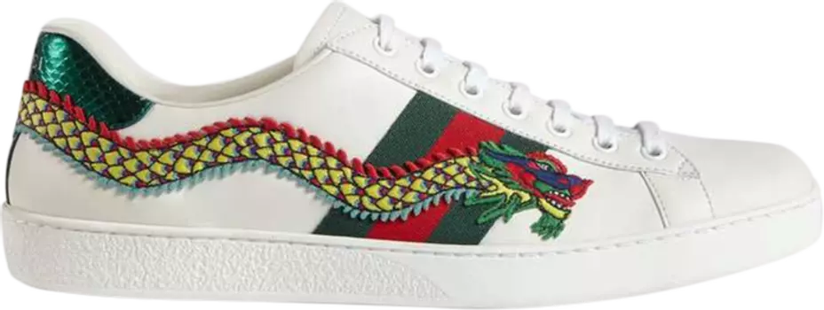 Кроссовки Gucci Ace Embroidered Dragon, белый