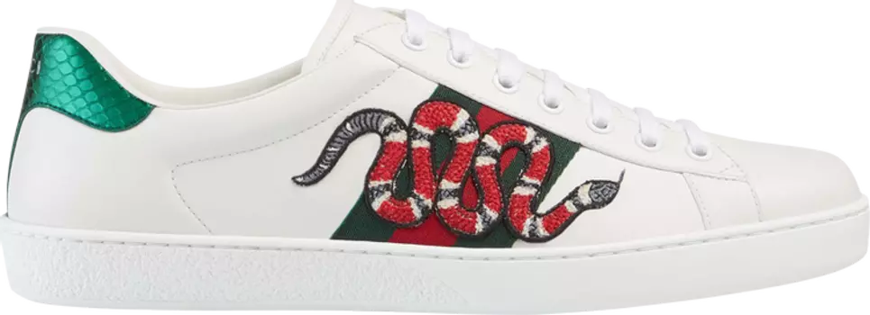 Кроссовки Gucci Ace Embroidered Snake, белый