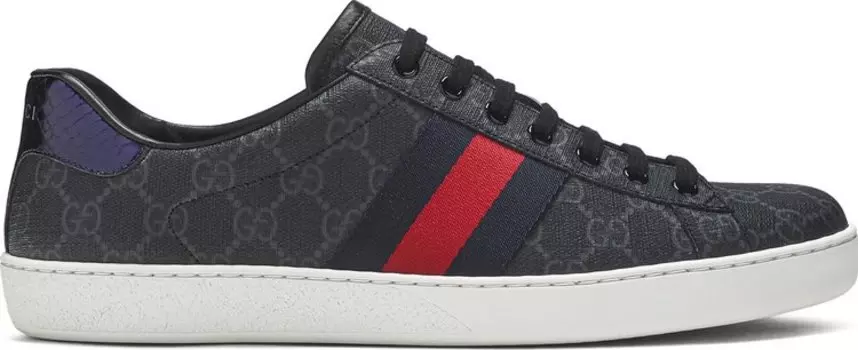 Кроссовки Gucci Ace GG Supreme Black Grey, черный
