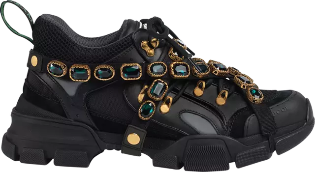 Кроссовки Gucci Flashtrek Crystals Black, черный