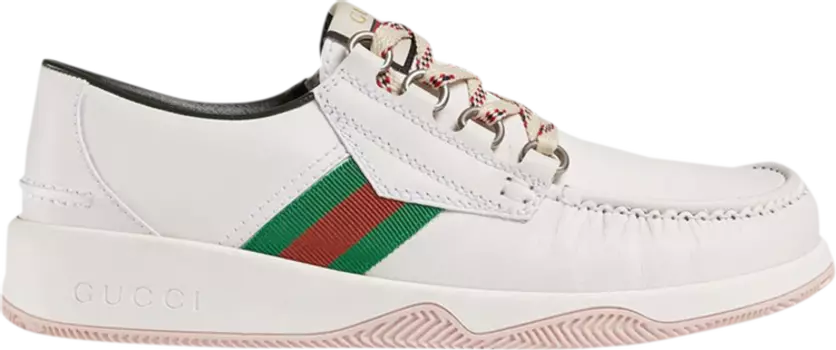 Кроссовки Gucci Leather Web Lace Up Low White, белый