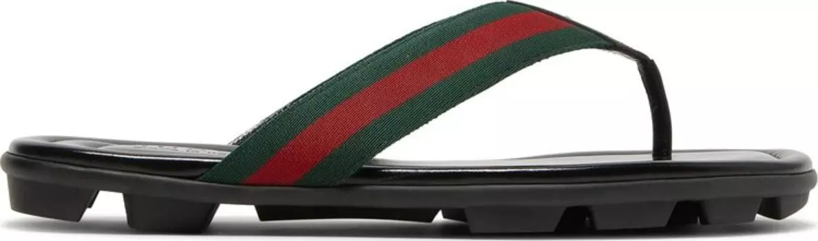 Кроссовки Gucci Leather Web Thong Black, черный