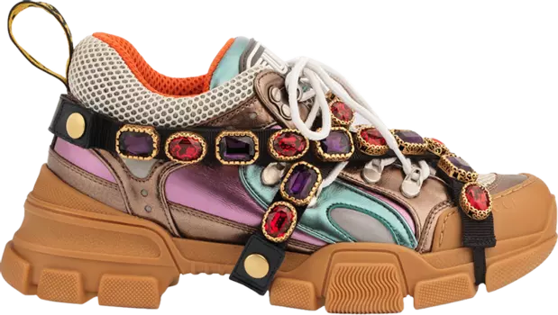 Кроссовки Gucci Wmns Flashtrek Crystals Multi-Color Metallic, разноцветный