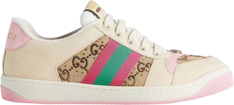 Кроссовки Gucci Wmns GG Screener GG Canvas - Beige Pink, коричневый