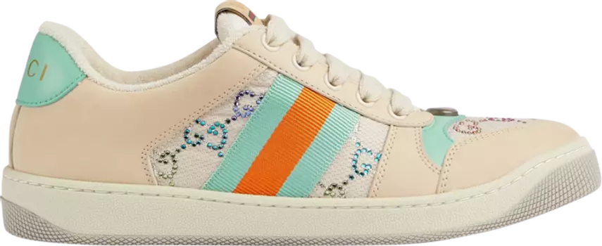 Кроссовки Gucci Wmns Screener GG Crystals - Beige Green Orange, тан