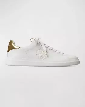 Кроссовки Howell Bicolor Double T Tory Burch, цвет Titanium White / Spark Gold