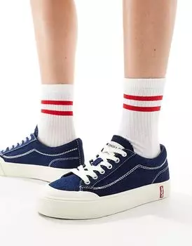 Кроссовки из денима LS2 с красным логотипом синего цвета Levi's