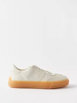 Кроссовки из замши и кожи со вставками Tod'S, бежевый