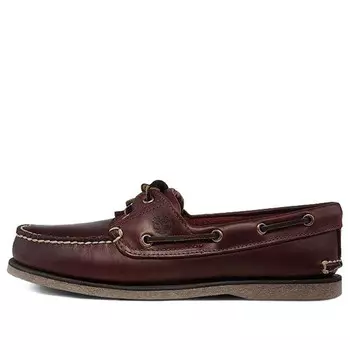 Кроссовки leather handmade boat shoes brown Timberland, коричневый