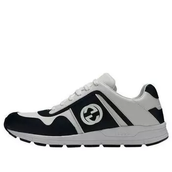 Кроссовки leather low 'black' Gucci, черный