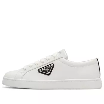 Кроссовки leather sneakers 'white' Prada, белый