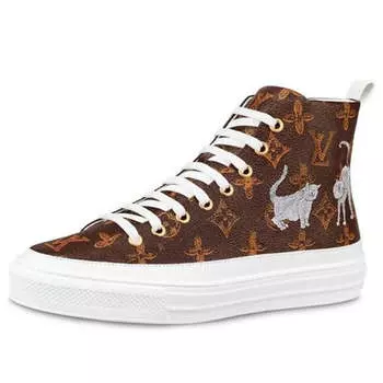 Кроссовки lv stellar high-top sneakers brown Louis Vuitton, коричневый