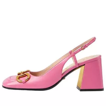 Кроссовки mid-heel slingback with horsebit 'pink' Gucci, розовый