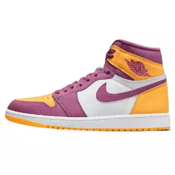 Кроссовки Nike Air Jordan 1 Retro High OG, сиреневый/желтый/белый