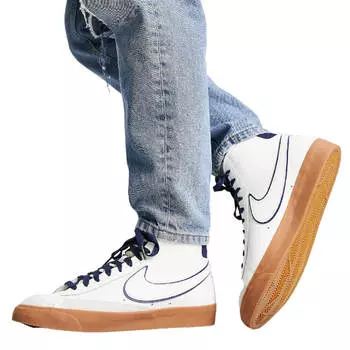 Кроссовки Nike Blazer Mid'77 Premium, белый/коричневый/темно-синий