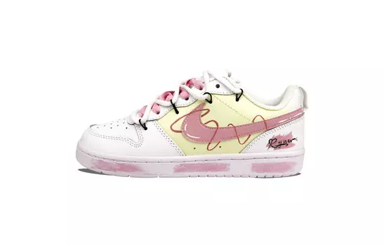 Кроссовки Nike Court Borough Skateboarding Shoes Women's Low-top Pink/Yellow, цвет Weaving dreams