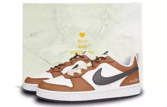 Кроссовки Nike Court Borough Skateboarding Shoes Women's Low-top White/Brown, хаки