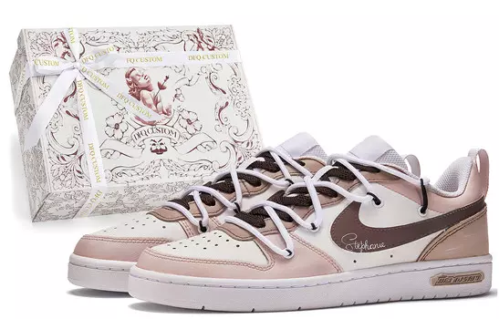 Кроссовки Nike Court Vision 1 Skateboarding Shoes Women's Low-top Brown, белый дубль