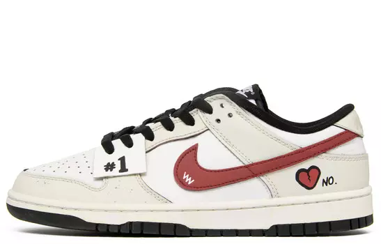 Кроссовки Nike Dunk Skateboarding Shoes Women's Low-top White/red, белый
