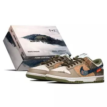 Кроссовки Nike Dunk Skateboarding Shoes Women's Low-top Brown/beige, хаки