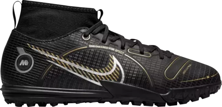 Кроссовки Nike Mercurial Superfly 8 Academy TF GS 'Black Metallic Gold', черный