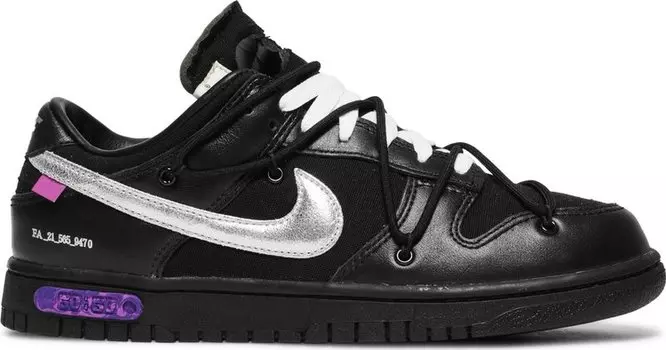 Кроссовки Nike Off-White x Dunk Low 'Lot 50 of 50', черный
