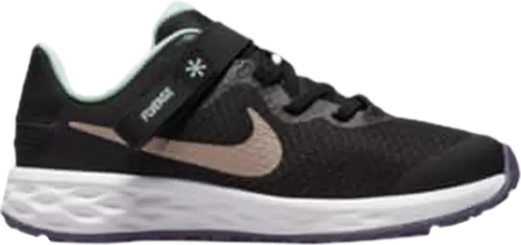 Кроссовки Nike Revolution 6 FlyEase PS 'Black Mint Foam', черный