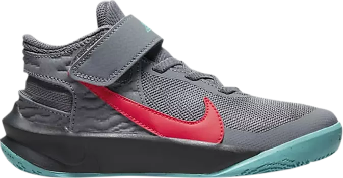 Кроссовки Nike Team Hustle D10 FlyEase PS 'Grey Teal Siren Red', серый