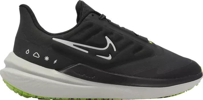 Кроссовки Nike Wmns Air Winflo 9 Shield 'Black White Volt', черный