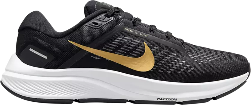 Кроссовки Nike Wmns Air Zoom Structure 24 'Black Metallic Gold Coin', черный