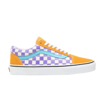 Кроссовки женские Old Skool Vans в клетку, фиолетовый/оранжевый