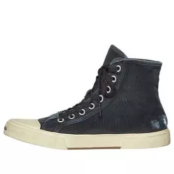 Кроссовки paris high top sneakers 'black destroyed cotton and white rubber' Balenciaga, синий