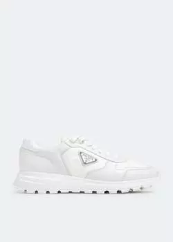 Кроссовки Prada Leather And Nylon, белый