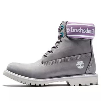 Кроссовки premium 6 inch waterproof boots 'grey nubuck with purple logo collar' Timberland, серый