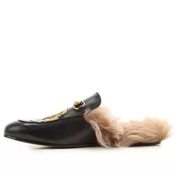 Кроссовки princetown with tiger appliqueleather 'black' Gucci, черный