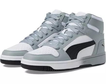 Кроссовки PUMA Kids Rebound Layup, цвет Puma White/Puma Black/Cool Mid Gray