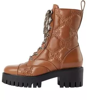 Кроссовки quilted lace-up boots 'brown' Gucci, бежевый