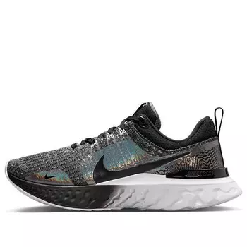 Кроссовки react infinity run flyknit 3 premium 'black zebra iridescent' Nike, черный