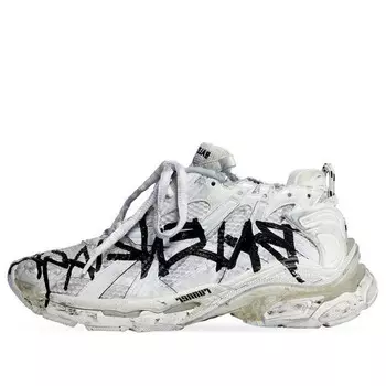 Кроссовки runner graffiti 'white' Balenciaga, белый