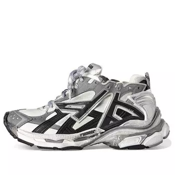 Кроссовки runner sneakers 'grey white black nylon and suede like fabric' Balenciaga, серый
